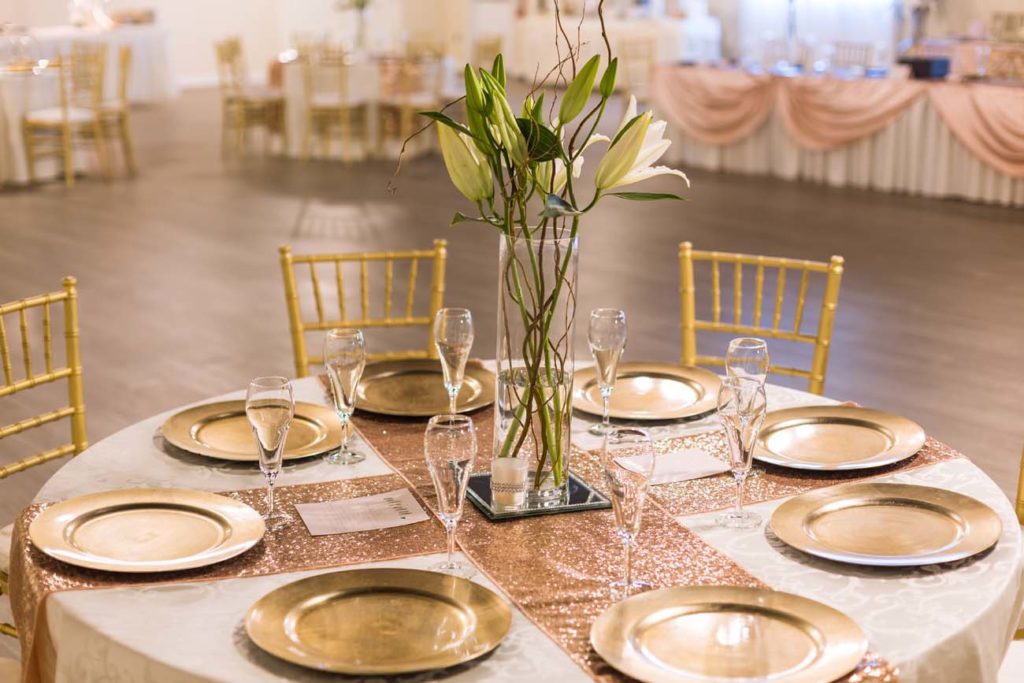 fully decorated table for wedding Reception