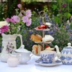 Photograph of a table set for afternoon tea.